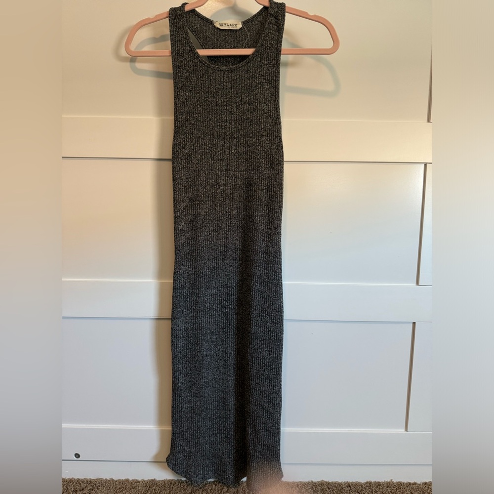 Racerback midi dress marled black & white - small